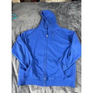 Garage Royal Blue Full‎ Zip Hoodie Mens XXS Relaxed Fit Solid Hooded Sweatshirt